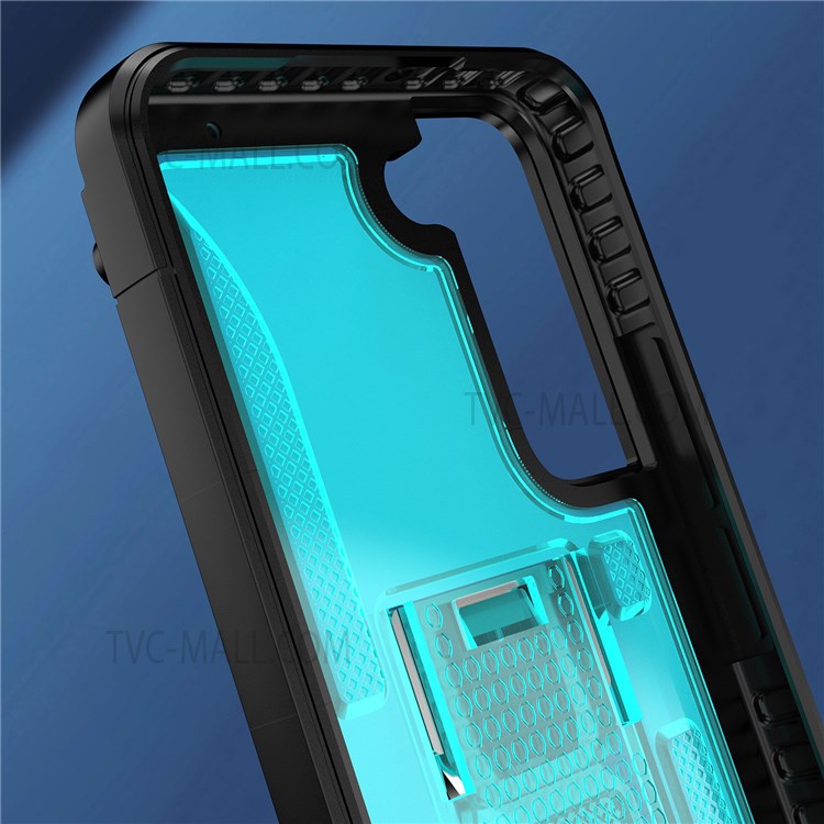 Vertical Kickstand TPU + PC Hybrid Case with Built-in Magnetic Metal Sheet for Samsung Galaxy S22 Plus - Sky Blue-8