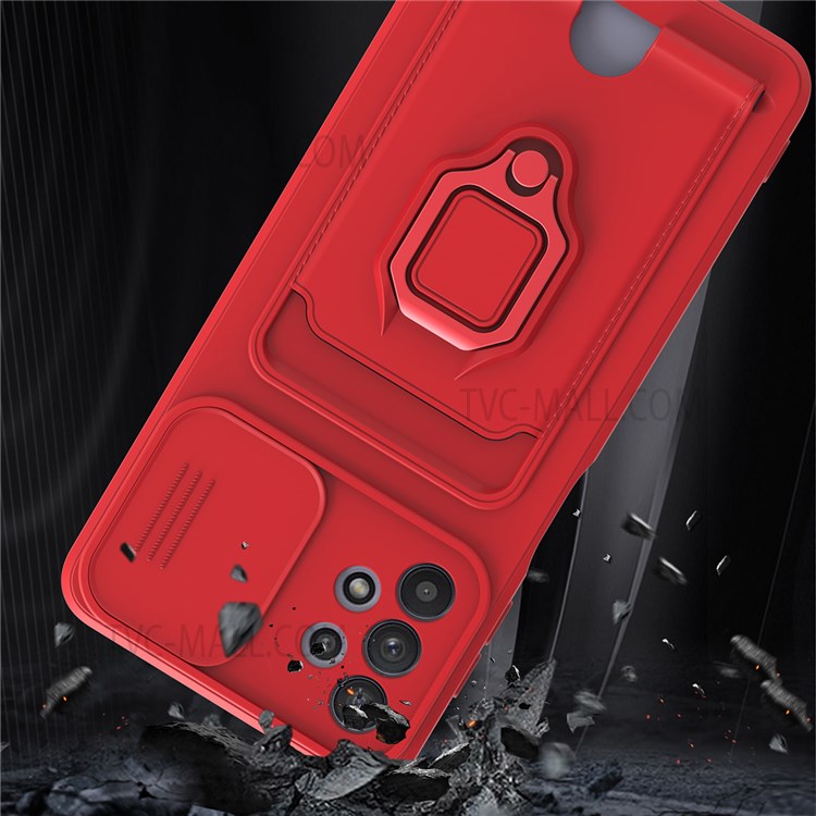 Multifunction TPU Phone Case Phone Cover with Rotatable Finger Ring Kickstand for Samsung Galaxy A32 5G - Red-2