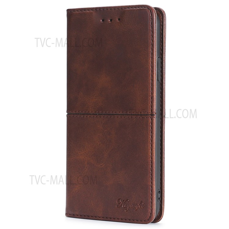 Anti-scratch Card Slots Design Auto-absorbed Magnetic Closure Protective Leather Phone Stand Case for Samsung Galaxy S21 FE 5G/S21 Fan Edition - Dark Brown-2