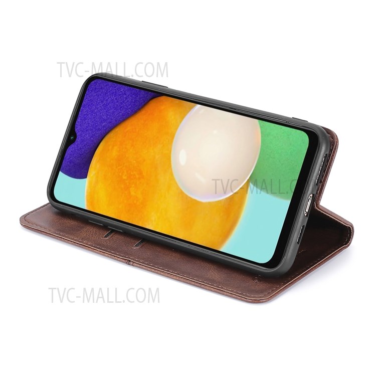 Anti-scratch Card Slots Design Auto-absorbed Magnetic Closure Protective Leather Phone Stand Case for Samsung Galaxy S21 FE 5G/S21 Fan Edition - Dark Brown-5