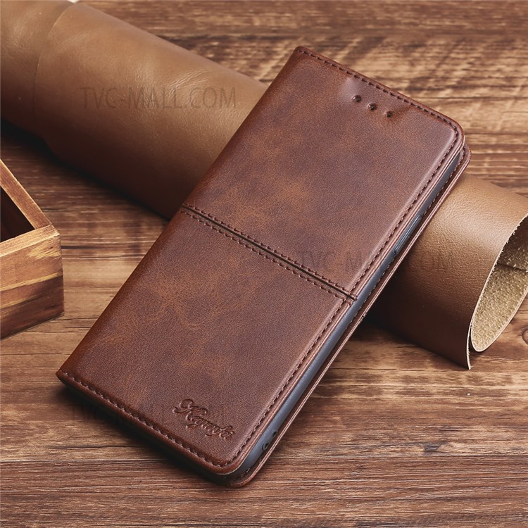 Anti-scratch Card Slots Design Auto-absorbed Magnetic Closure Protective Leather Phone Stand Case for Samsung Galaxy S21 FE 5G/S21 Fan Edition - Dark Brown-7