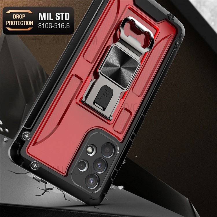 Kickstand Design Drop Protection Anti-Scratch Soft TPU + Hard PC Hybrid Case Shell for Samsung Galaxy A32 4G (EU Version) - Black-3