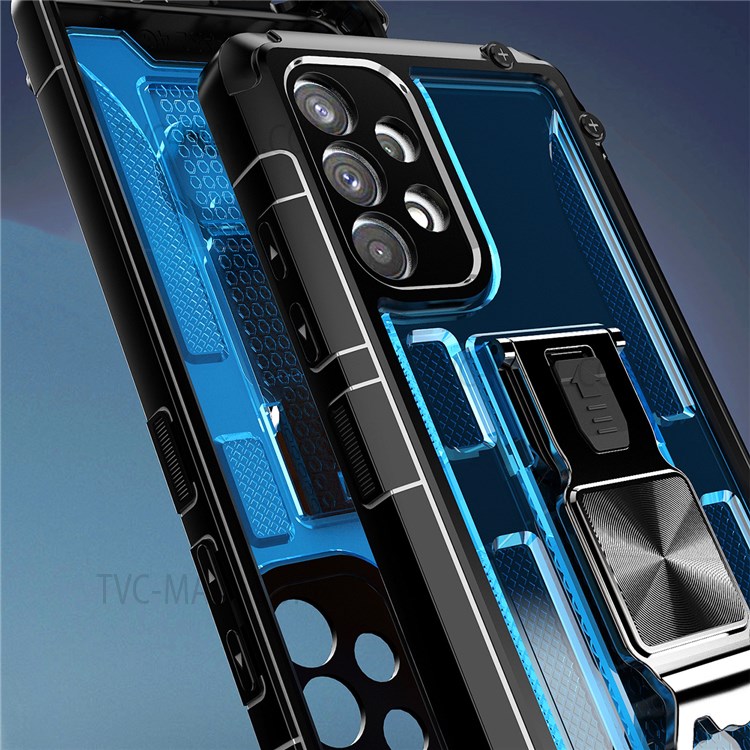 Kickstand Design Drop Protection Anti-Scratch Soft TPU + Hard PC Hybrid Case Shell for Samsung Galaxy A32 4G (EU Version) - Black-5