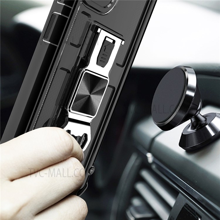 Kickstand Design Drop Protection Anti-Scratch Soft TPU + Hard PC Hybrid Case Shell for Samsung Galaxy A32 4G (EU Version) - Black-6