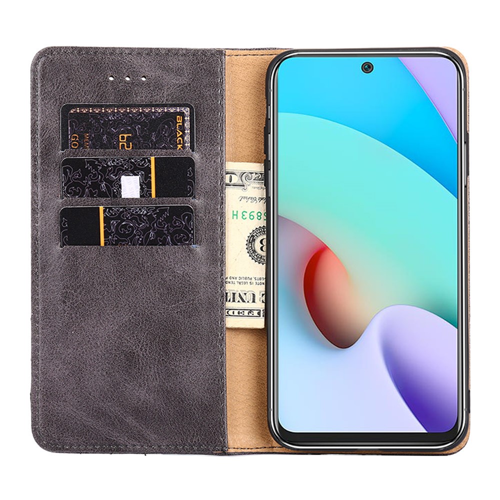Vintage Textured Triangle Stitching Line Leather Wallet Stand Case Anti-scratch Phone Shell for Samsung Galaxy A52 4G / 5G/A52s 5G - Grey-4