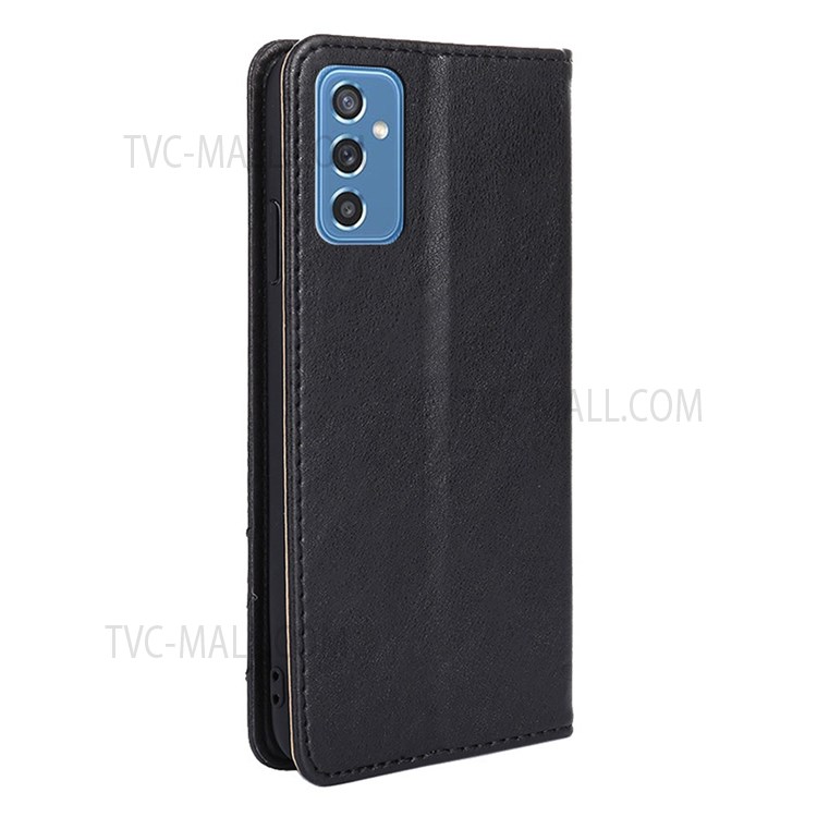 Vintage Textured Triangle Stitching Line Leather Wallet Stand Case Anti-drop Phone Shell for Samsung Galaxy M52 5G - Black-3