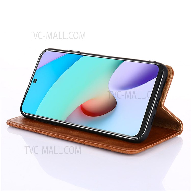 Vintage Textured Triangle Stitching Line Leather Wallet Stand Case for Samsung Galaxy S21 FE 5G - Brown-5