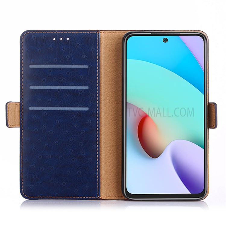 Ostrich Texture Business Splicing PU Leather Wallet Stand Fli[ Protective Case with Magnetic Closure for Samsung Galaxy A03s (166.5 x 75.98 x 9.14mm) - Blue-4