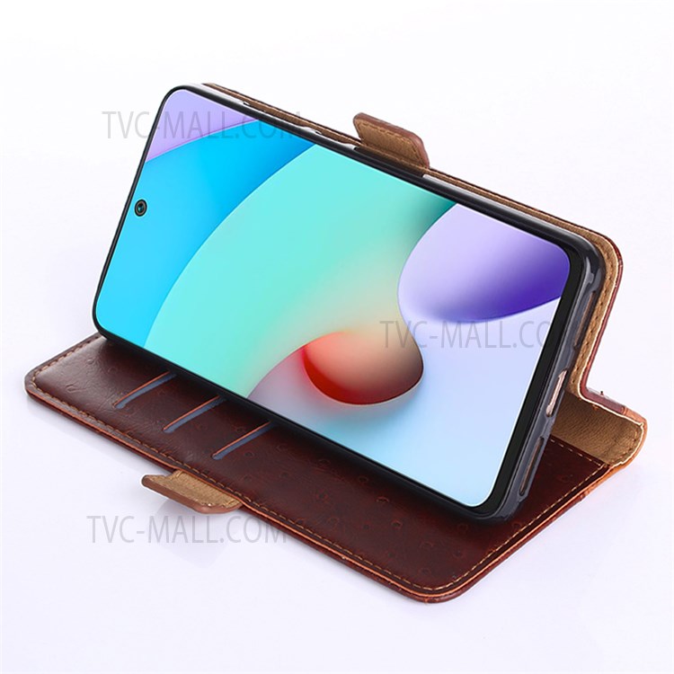 Ostrich Texture Business Splicing PU Leather Wallet Stand Fli[ Protective Case with Magnetic Closure for Samsung Galaxy A03s (166.5 x 75.98 x 9.14mm) - Blue-5