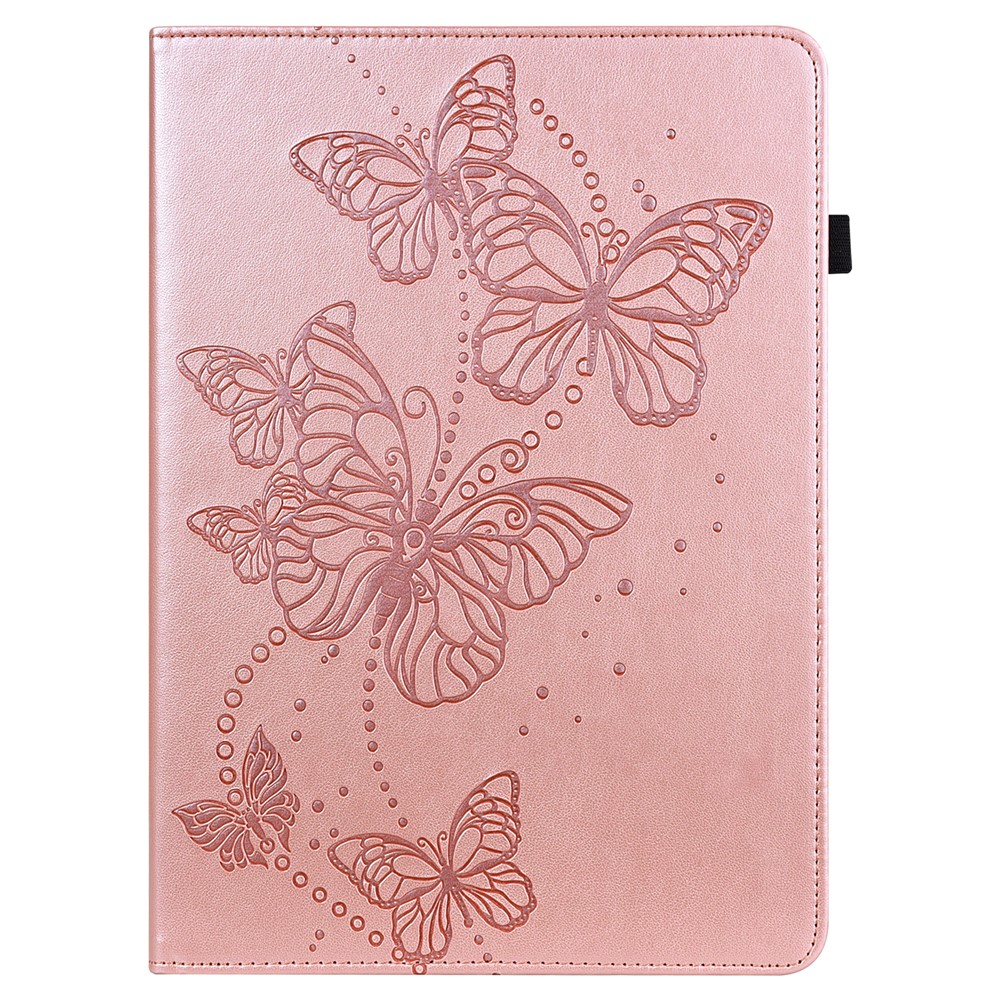 Auto Wake/Sleep Stand Tablet Case Imprinting Butterflies Leather Wallet Cover for Samsung Galaxy Tab A8 10.5 2021 - Rose Gold-2