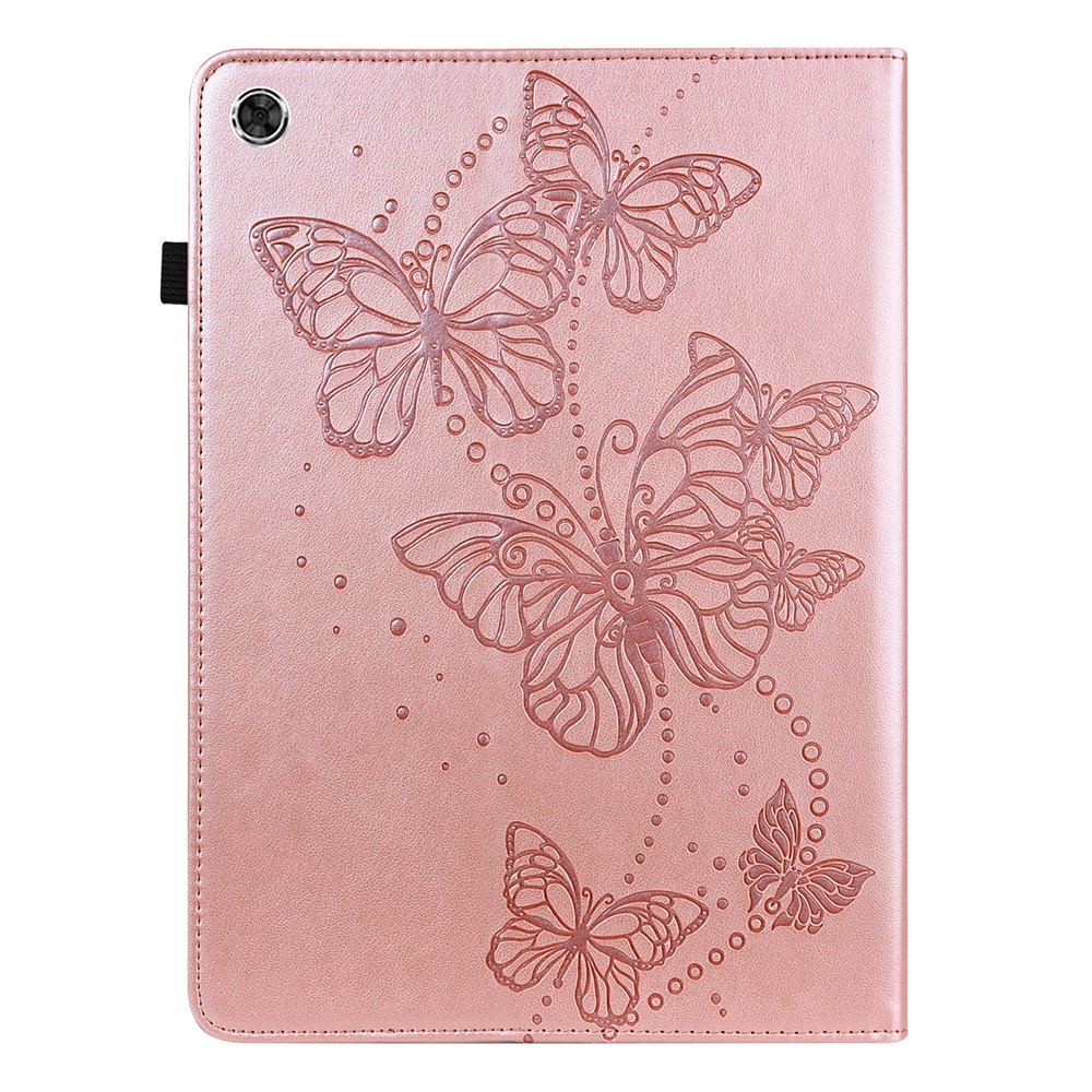 Auto Wake/Sleep Stand Tablet Case Imprinting Butterflies Leather Wallet Cover for Samsung Galaxy Tab A8 10.5 2021 - Rose Gold-3