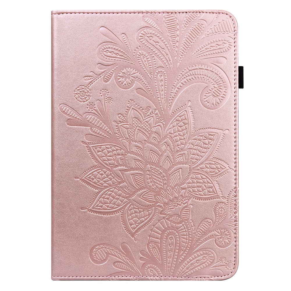 Stylish Imprinting Flower Auto Wake/Sleep Stand Tablet Cover Leather Case with Card Holder for Samsung Galaxy Tab A8 10.5 2021 - Rose Gold-2