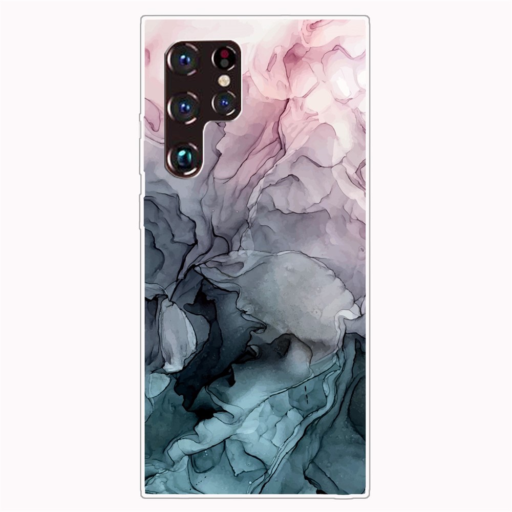 Marble Series Style A Marble Pattern Printing Anti-drop Flexible TPU Phone Cover for Samsung Galaxy S22 Ultra - Style A-1