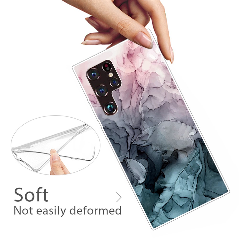 Marble Series Style A Marble Pattern Printing Anti-drop Flexible TPU Phone Cover for Samsung Galaxy S22 Ultra - Style A-2