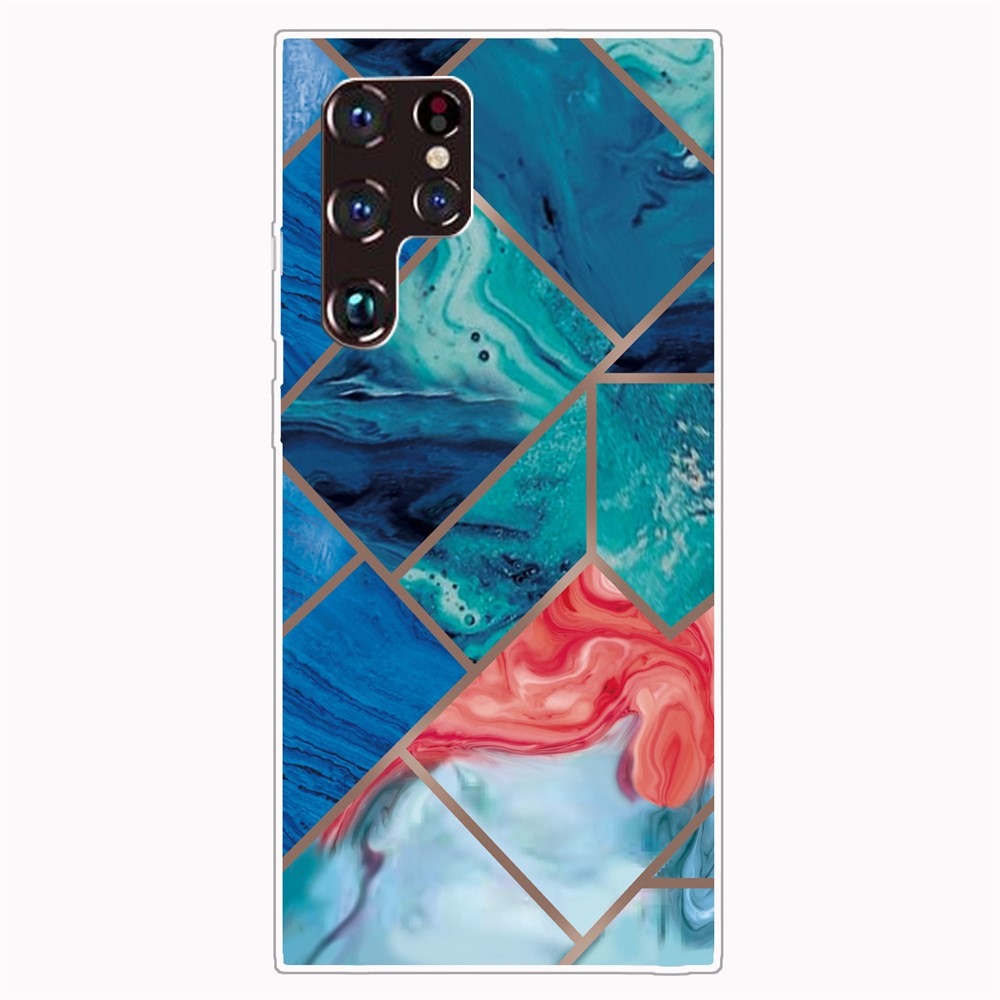 Marble Series Style B Marble Pattern Anti-scratch TPU Protective Phone Cover Case for Samsung Galaxy S22 Ultra - Style A-1