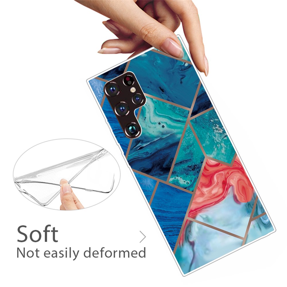 Marble Series Style B Marble Pattern Anti-scratch TPU Protective Phone Cover Case for Samsung Galaxy S22 Ultra - Style A-2