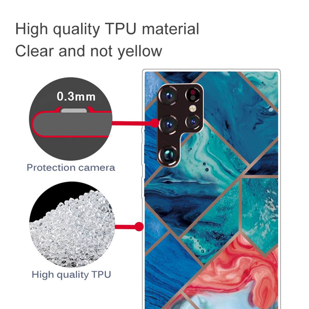 Marble Series Style B Marble Pattern Anti-scratch TPU Protective Phone Cover Case for Samsung Galaxy S22 Ultra - Style A-3