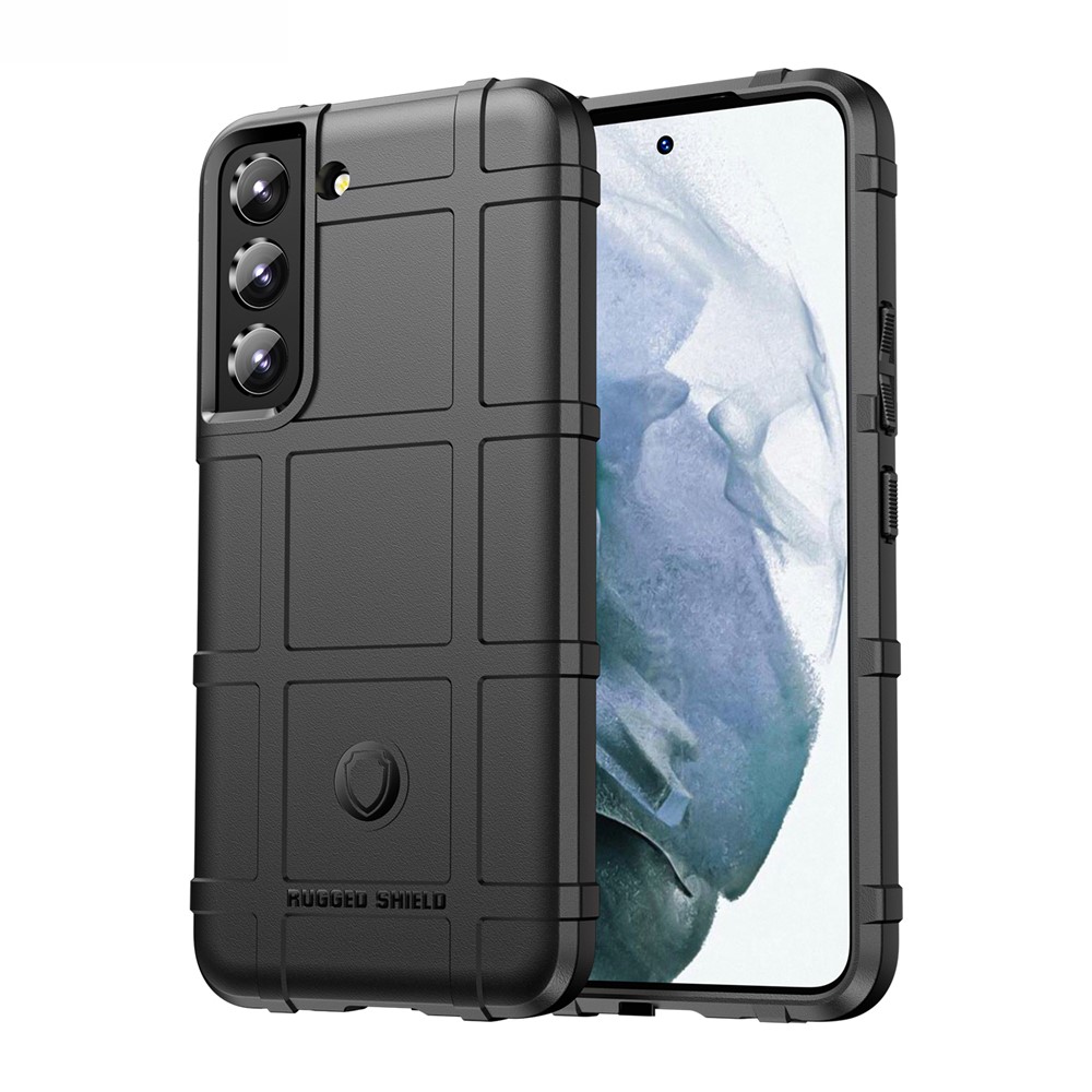 Rugged Square Grid Design Thickened Anti-Drop Anti-Fingerprint TPU Phone Case for Samsung Galaxy S22 - Black-1