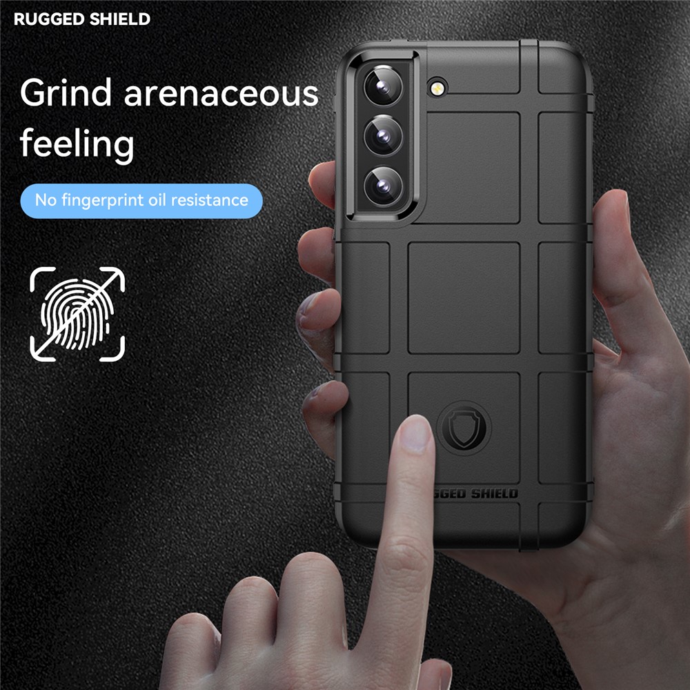 Rugged Square Grid Design Thickened Anti-Drop Anti-Fingerprint TPU Phone Case for Samsung Galaxy S22 - Black-3