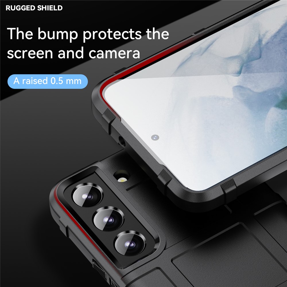 Rugged Square Grid Design Thickened Anti-Drop Anti-Fingerprint TPU Phone Case for Samsung Galaxy S22 - Black-4