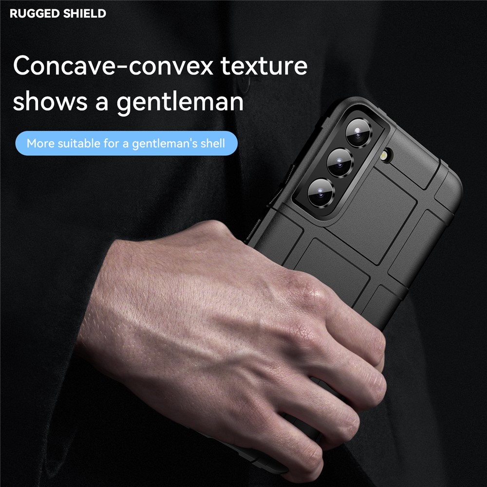 Rugged Square Grid Design Thickened Anti-Drop Anti-Fingerprint TPU Phone Case for Samsung Galaxy S22 - Black-5