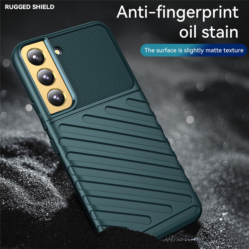 Thunder Series Twill Design Anti-Scratch Anti-Fingerprint Soft TPU Mobile Phone Back Case Cover for Samsung Galaxy S22 - Green-5