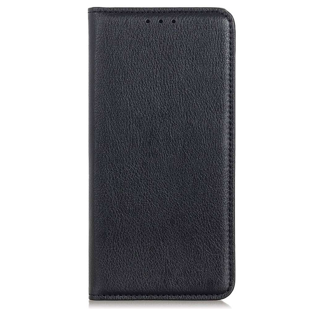 Litchi Texture Split Leather Magnetic Auto Closing Phone Stand Protector Case for Samsung Galaxy S22 Ultra - Black-2