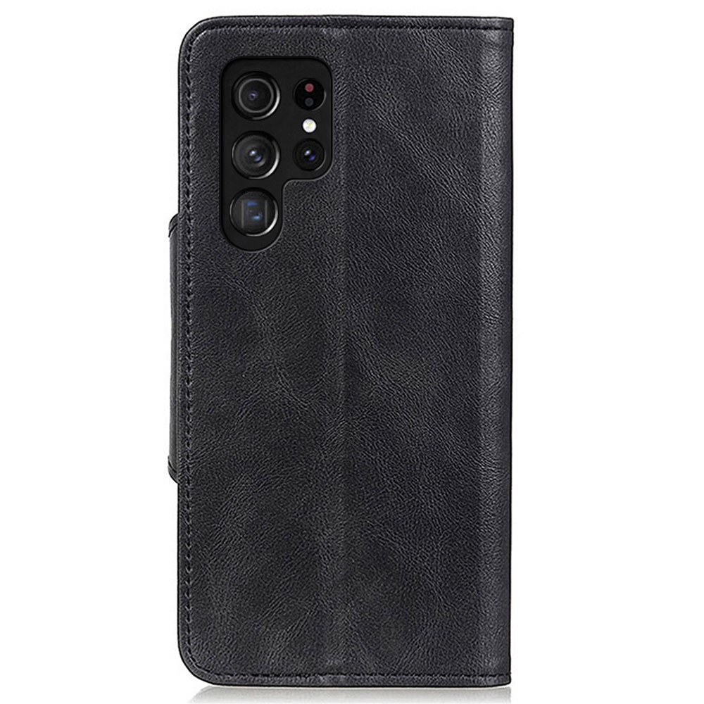 Brass Buckle Closure Stand Design PU Leather Cell Phone Case Cover for Samsung Galaxy S22 Ultra - Black-3
