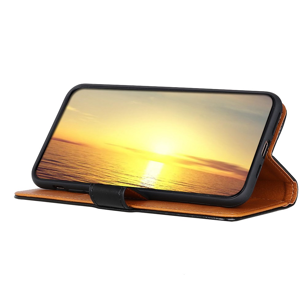 Smooth Texture Full Protection PU Leather Wallet Phone Stand Cover Protective Case for Samsung Galaxy S22 Ultra - Black-4