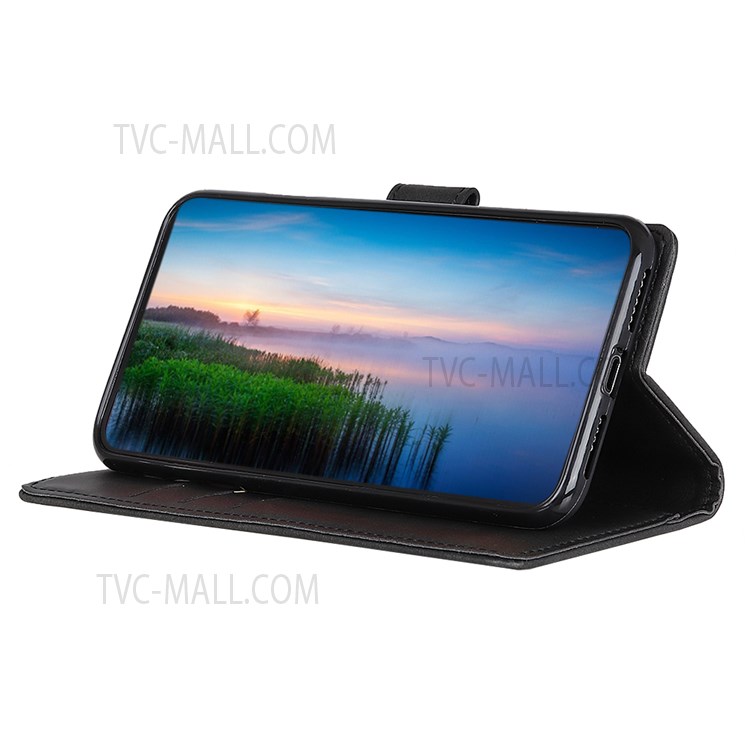 Premium PU Leather TPU Interior Shockproof Stand Protective Wallet Phone Cover for Samsung Galaxy M52 5G - Black-4