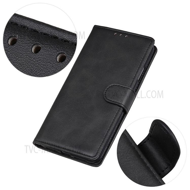 Premium PU Leather TPU Interior Shockproof Stand Protective Wallet Phone Cover for Samsung Galaxy M52 5G - Black-6
