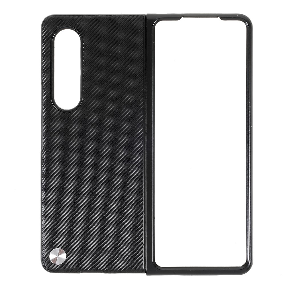 X-LEVEL Carbon Fiber Texture Perfect Fit Folding PU Leather Coated PC Case for Samsung Galaxy Z Fold3 5G - Black-1