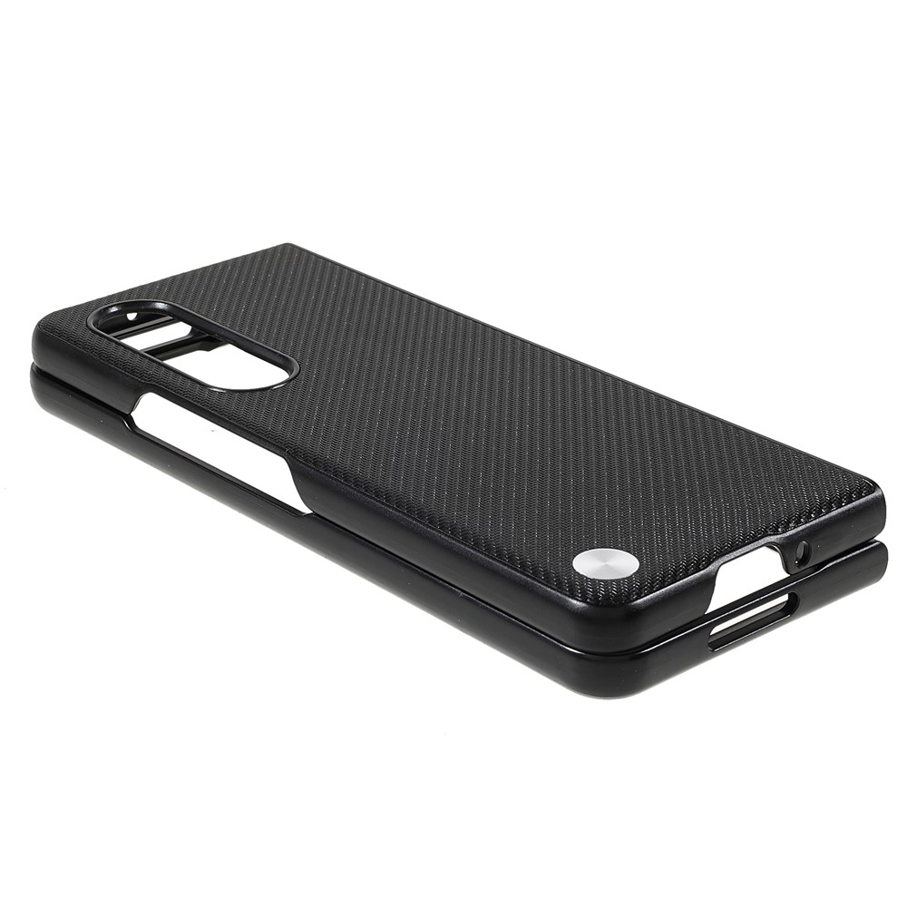 X-LEVEL Carbon Fiber Texture Perfect Fit Folding PU Leather Coated PC Case for Samsung Galaxy Z Fold3 5G - Black-9