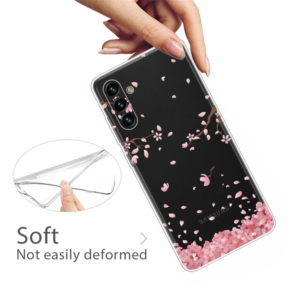 Pattern Printing Design Soft TPU Clear Shock Absorption Anti-Scratch Phone Case for Samsung Galaxy A13 5G - Falling Flowers-2