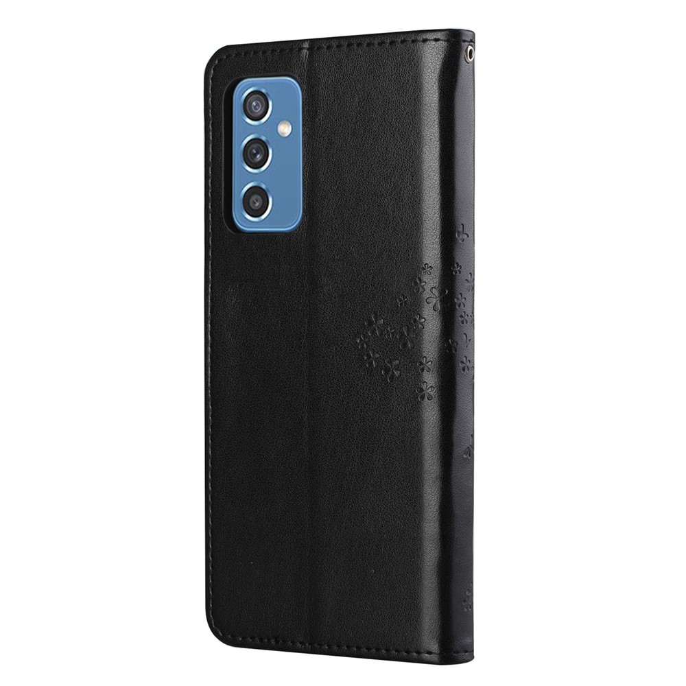 Folio Flip Owl Tree Imprint Well-Protected Anti-Drop Stylish Leather Wallet Phone Case Shell with Stand for Samsung Galaxy M52 5G - Black-3