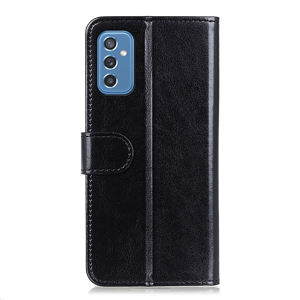 For Samsung Galaxy M52 5G Shockproof Crazy Horse Texture PU Leather Wallet Stand Case Folio Flip Magnetic Protective Cover - Black-3