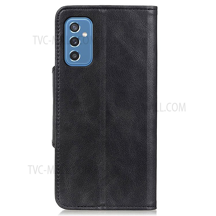 For Samsung Galaxy M52 5G Shockproof Flip Phone Cover Brass Buckle Design PU Leather Wallet Stand Case with Magnetic Closure - Black-3