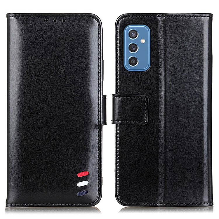 Smooth Texture Full Protection PU Leather Wallet Phone Stand Cover Protective Case for Samsung Galaxy M52 5G - Black-1