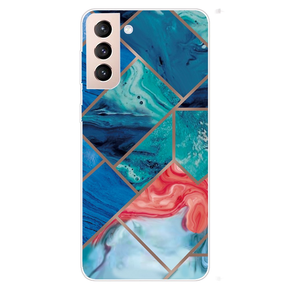 Series B Marble Pattern Printing Not Yellowing Durable Soft TPU Anti-Fall Protective Case for Samsung Galaxy S22 Plus - Style A-1