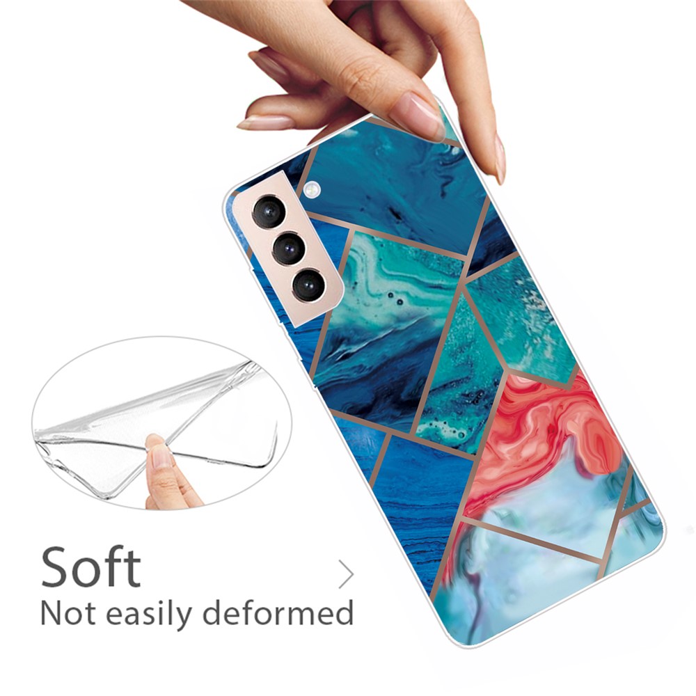 Series B Marble Pattern Printing Not Yellowing Durable Soft TPU Anti-Fall Protective Case for Samsung Galaxy S22 Plus - Style A-2