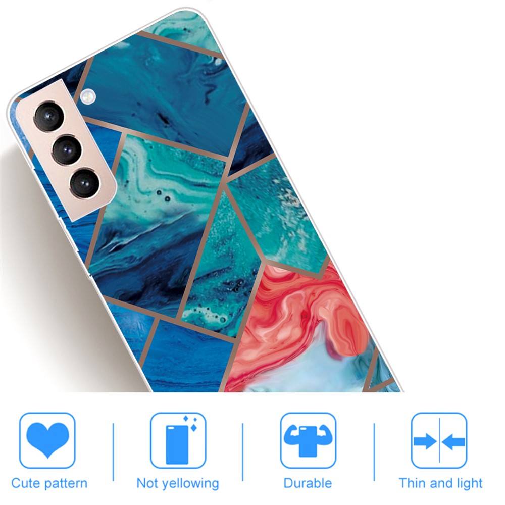 Series B Marble Pattern Printing Not Yellowing Durable Soft TPU Anti-Fall Protective Case for Samsung Galaxy S22 Plus - Style A-3