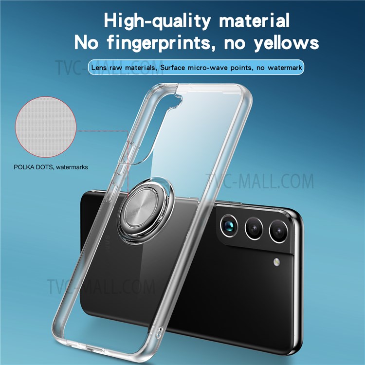 Rotating Ring Kickstand Soft Flexible TPU Protective Phone Case for Samsung Galaxy S22 Plus - Black-7