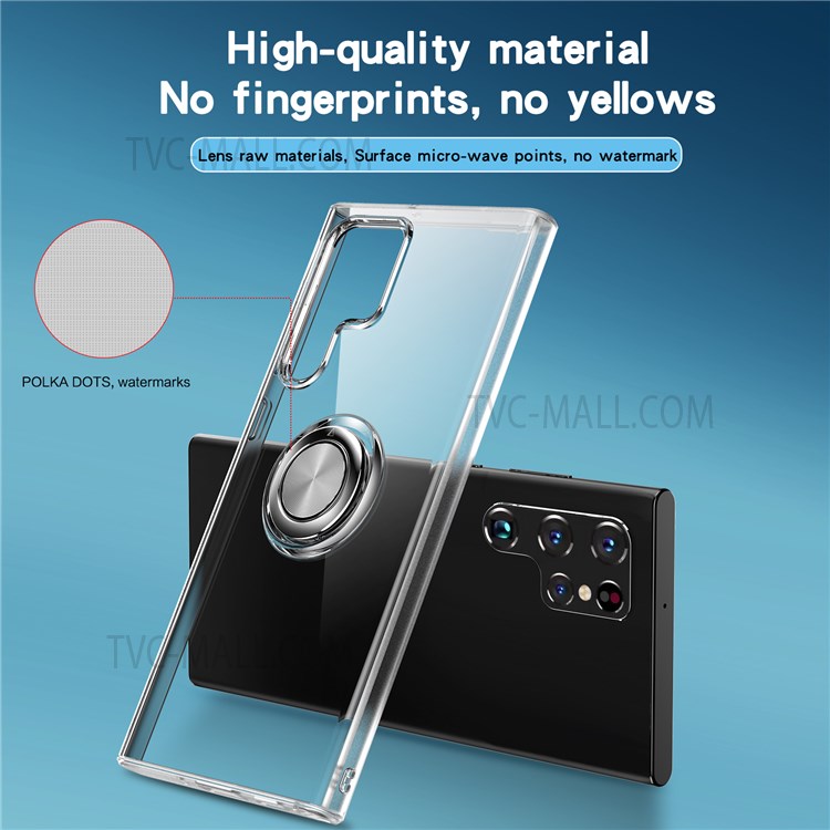 Rink Kickstand Soft TPU Anti-Scratch Protective Phone Case Work with Magnetic Car Mount for Samsung Galaxy S22 Ultra - Black-7
