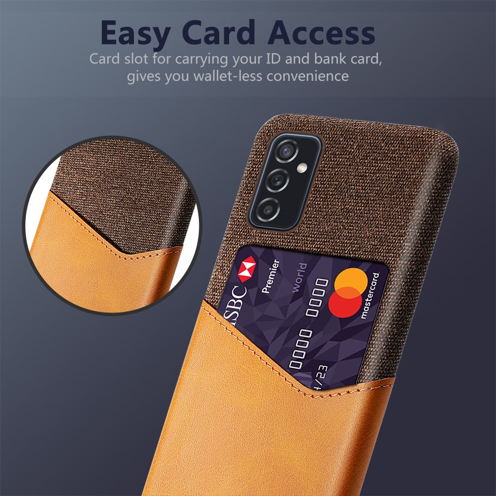 KSQ PU Leather + PC Hybrid Case Cloth Texture Phone Cover with Card Holder for Samsung Galaxy M52 5G - Orange-2