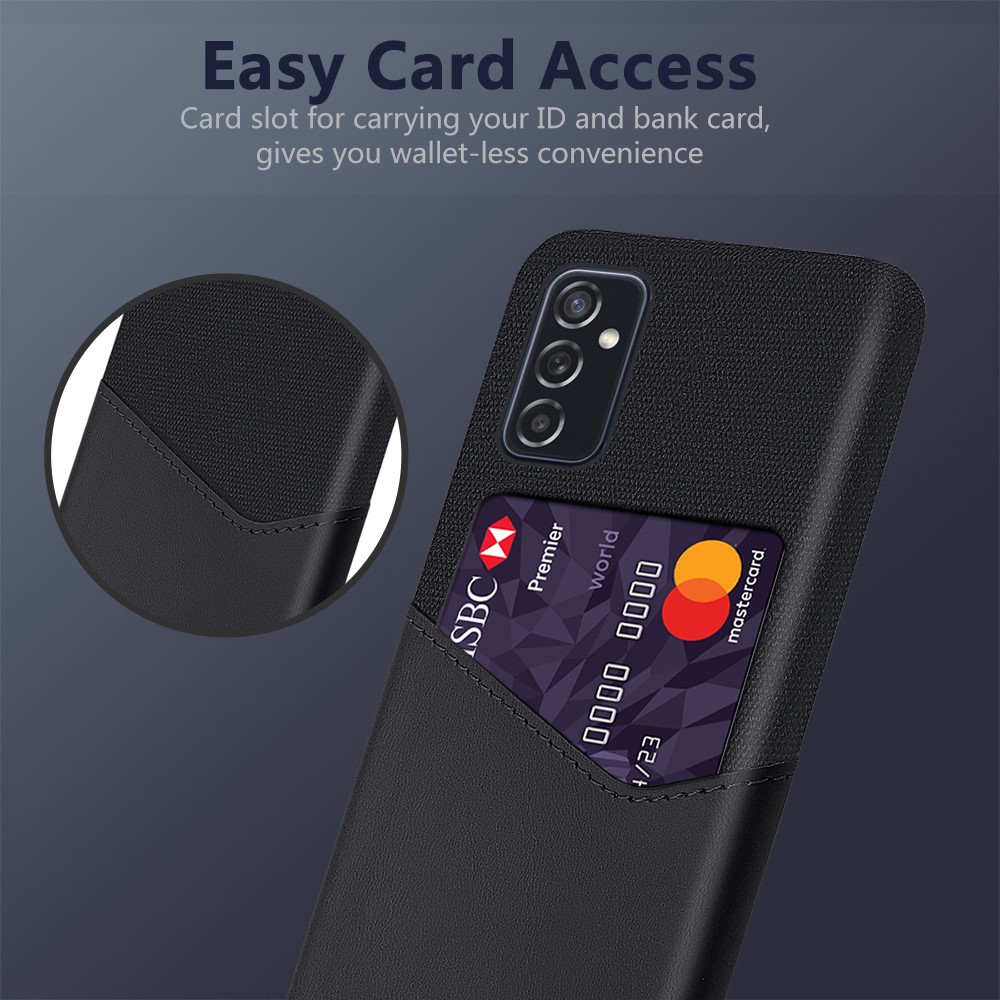 KSQ PU Leather + PC Hybrid Case Cloth Texture Phone Cover with Card Holder for Samsung Galaxy M52 5G - Black-2