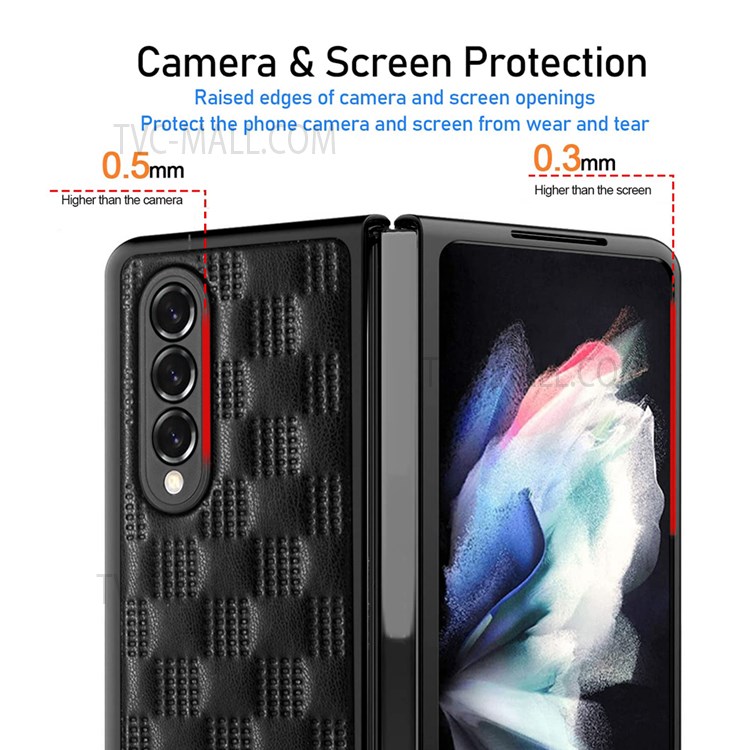 Phantom Series Soft PU Leather Coated TPU + PC Anti-Slip Grip Scratch Resistant Protective Cover for Samsung Galaxy Z Fold3 5G - Black-3