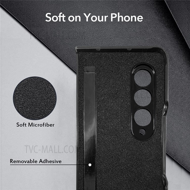 Phantom Series Soft PU Leather Coated TPU + PC Anti-Slip Grip Scratch Resistant Protective Cover for Samsung Galaxy Z Fold3 5G - Black-6