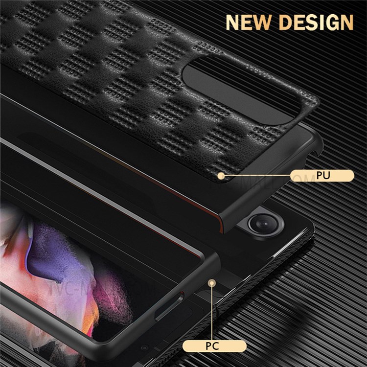 Phantom Series Soft PU Leather Coated TPU + PC Anti-Slip Grip Scratch Resistant Protective Cover for Samsung Galaxy Z Fold3 5G - Black-7