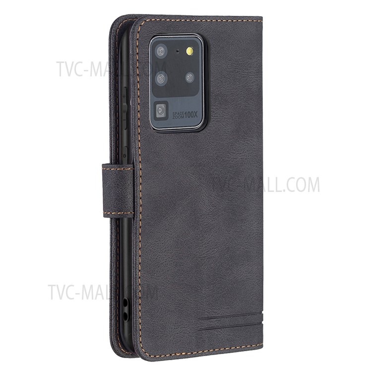 BINFEN COLOR BF09 RFID Blocking PU Leather Wallet Stand Protective Phone Case Cover for Samsung Galaxy S20 Ultra - Black-5