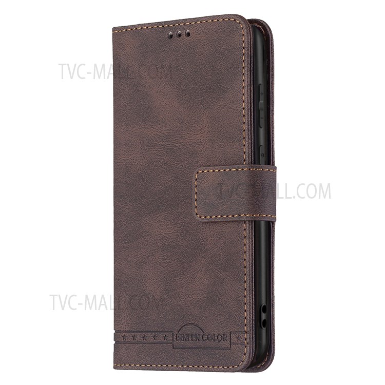 BINFEN COLOR BF09 RFID Blocking PU Leather Wallet Stand Protective Phone Case Cover for Samsung Galaxy S20 Ultra - Brown-4